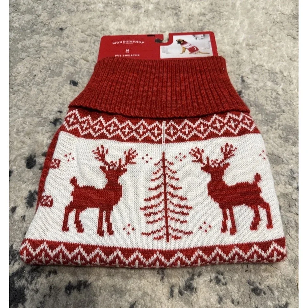 Wondershop Size Medium Red & White Dog Pet Sweater Up To 40 Lbs 18